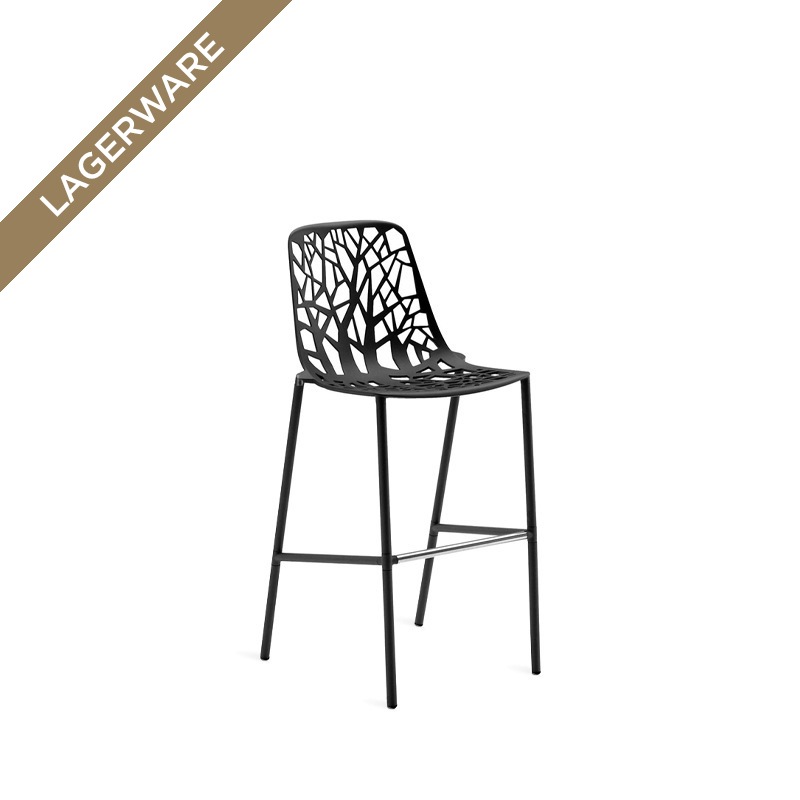 Forest Barhocker, hohe Rückenlehne, Metallic Grey